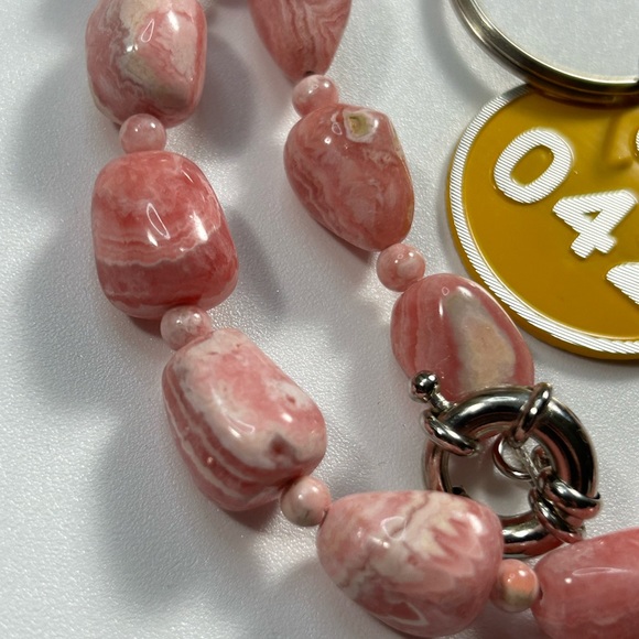 #42 Vintage Genuine Pink Lace Agate Necklace. Artisan Made - Picture 10 of 11